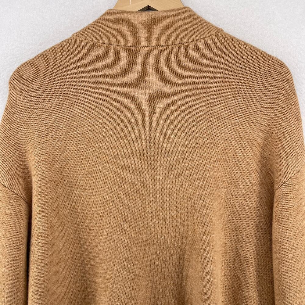 TALBOTS Sweater XL Cardigan Notch Collar Blazer Knit Lambs Wool Blend Camel - Picture 4 of 13